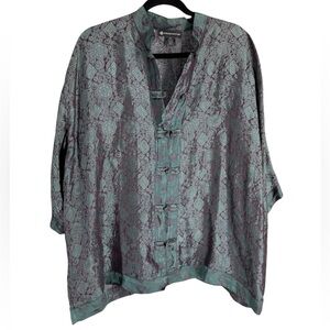 Endless Knot Art Asian button front silk top one size gender neutral